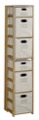 Flip Flop 67" Square Folding Bookcase with Folding Fabric Bins - Medium Oak/Natural