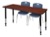 Kee 72" x 30" Height Adjustable Classroom Table  - Cherry & 2 Andy 18-in Stack Chairs - Navy Blue