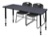 Kee 72" x 30" Height Adjustable Classroom Table  - Grey & 2 Zeng Stack Chairs - Black