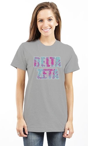 DELTA ZETA FLORAL LETTERS UNISEX TEE