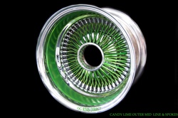13X7 Reverse 100 Spokes Candy Lime Outer Mid line, and Spokes