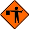 Traffic Signs - 48" Mesh Roll-Up w/ribs "Flagger Ahead" Symbol Sign SM4848FSOC