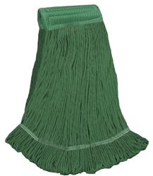 MEDIUM GREEN PREMIUM ECONOMICAL LOOPED-END WET MOPS WIDE BAND