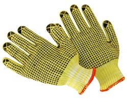 Cut-Resistant Kevlar®/Cotton String Knit Gloves w/ PVC Dot Grip - Men's