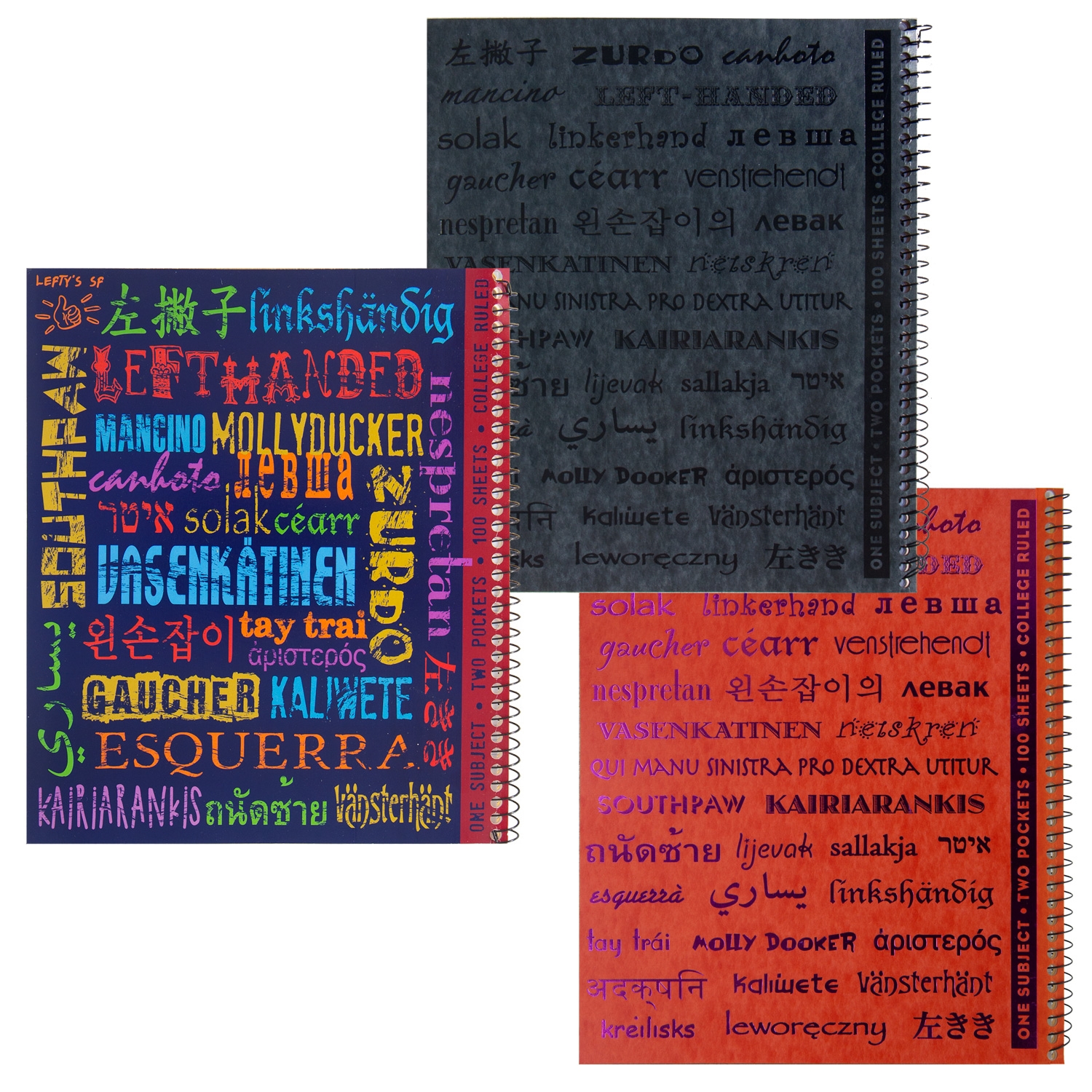 Left-Handed Spiral Notebook: Left handed in 33 Languages