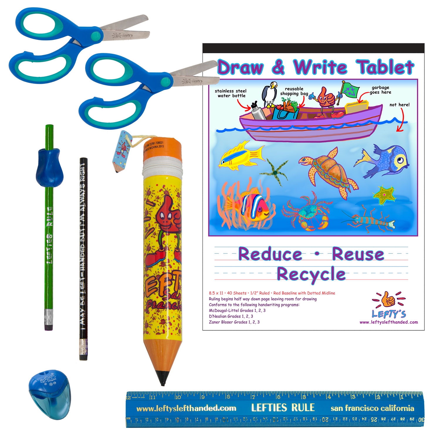 Lot of Miscellaneous Art and Craft Supplies Color Pencils Case Ruler  Scissors