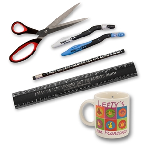 5 Piece Essential Left-handed Office Set with "I may be left handed, but I am always right" saying.