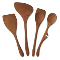 4 Piece Left Handed Cherrywood Utensil Set