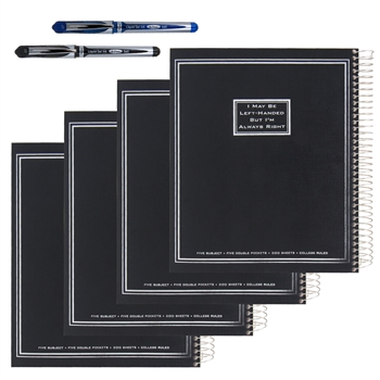 6 Piece Left-Handed 5 Subject Notebook Set, College Ruled