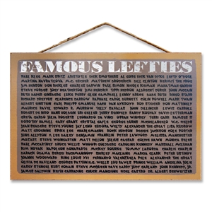 Wooden Sign with Famous Left-handers Names