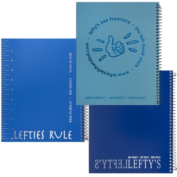 8.0" x 10.5" Left-Handed Wide Ruled Spiral Logo Notebooks