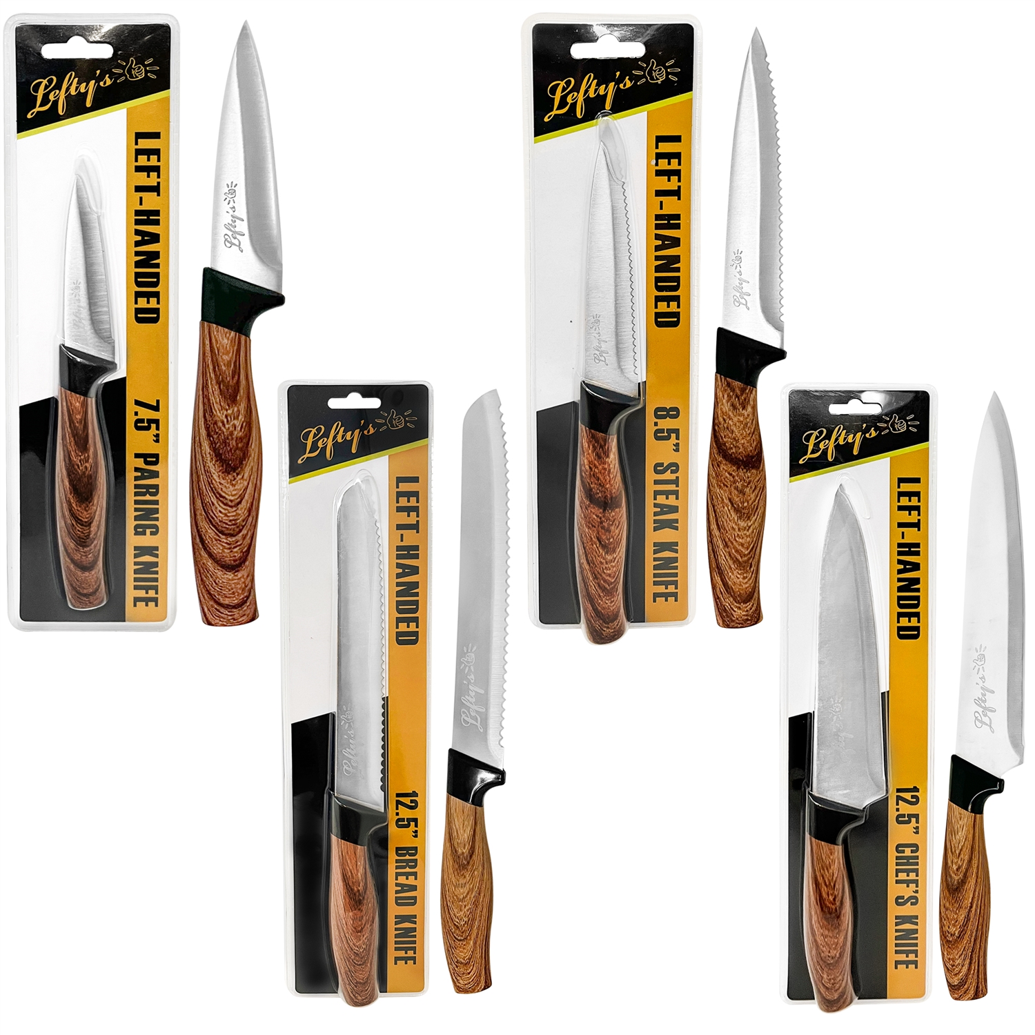 Set of 4 Left-Handed Knives with Comfort Handles