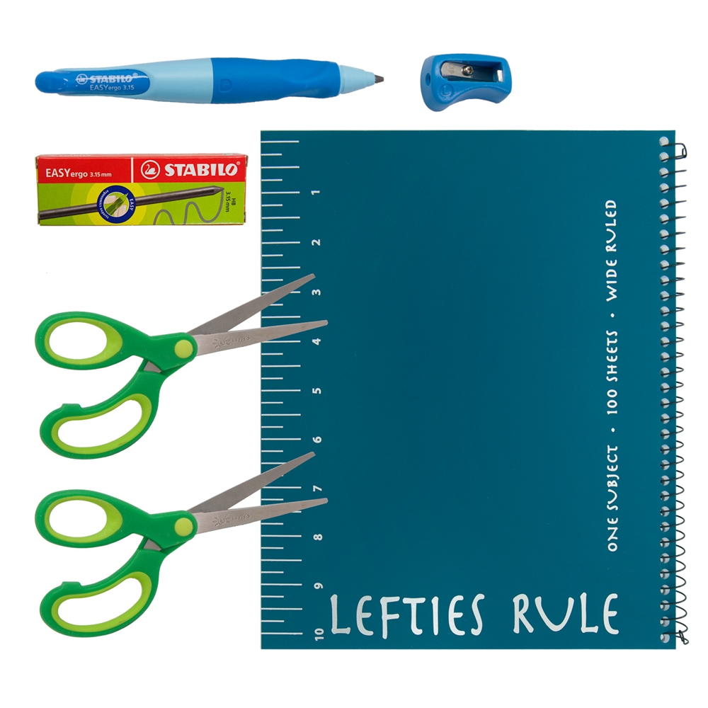 Left-Handed Little Lefty 23 Piece Art Set with Blue/Green or Pink/Purple  Accessories