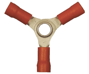 160178-025 PVC Insulated 3 Way Ring Terminal 22-18 Gauge Red (25 Count)