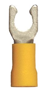 160431-100 PVC Insulated #8 Locking Spade Terminal 12-10 Gauge Yellow (100 Count)