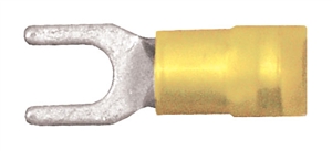163426-100 Premium Nylon Double Crimp Spade Terminal #10 Stud 12-10 Gauge Yellow (100 Count)