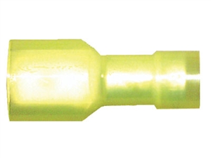 164460-2005 Insulated Male Quick Disconnect Heat Shrink 0.250" 12-10 Gauge Yellow (5 Count)