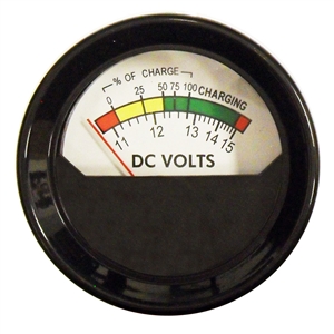 247-095-666 Voltmeter Round 11-15 Volt DC (Threaded Post Terminal Connections)