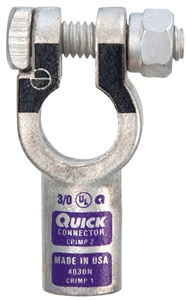 4030-005N QuickCable 3/0 GA Negative Straight Clamp Crimpable Battery Connector (5 Pack)