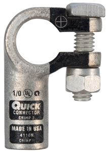 4110-005N QuickCable 1/0 GA Negative Right Clamp Crimpable Battery Connector (5 Pack)