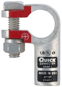 4210-005P QuickCable 1/0 GA Positive Black Left Elbow Clamp Crimpable Battery Connector (5 Pack)