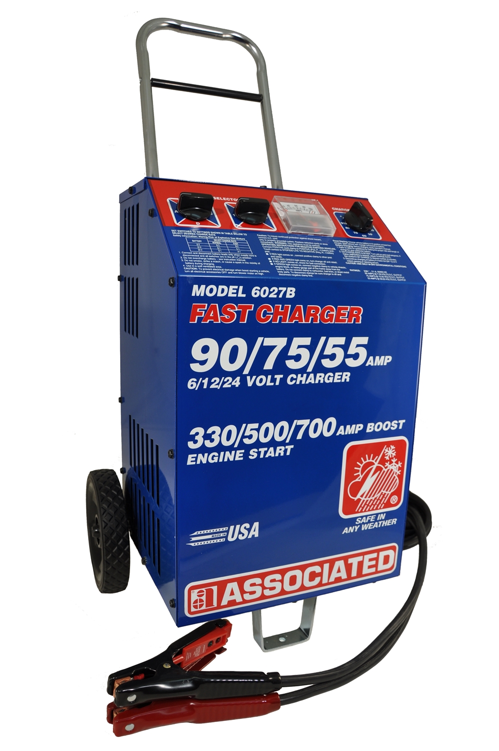 6027B Associated 90/70/55/700 Amp 6/12/24 Volt Commercial Automotive Battery  Charger (230