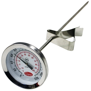 2238-06-3 Cooper-Atkins 2" Dial 8" Stem Thermometer w/Clip Glass Lens NSF 0/220°F/°C