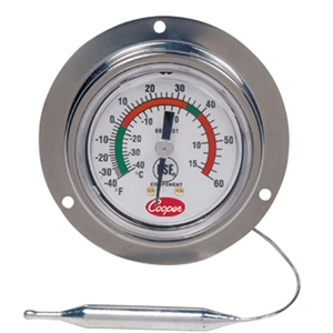 6812-01-3 Cooper Panel Thermometer 2" Dial Back Flange 48" Cap Back Connection NSF -40/60°F/°C