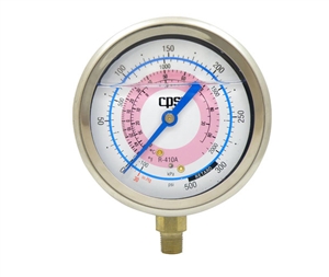 RGB3L CPS 3-1/8" (80mm) Low Side Gauge For R-410a Oil Filled PSI/Kpa °F/°C