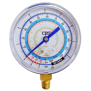 RGJL CPS 3-1/8" (80mm) Low Side Gauge For R407C R22 R404a R134a PSI/Bar °C 1.6% Accuracy Metal Case