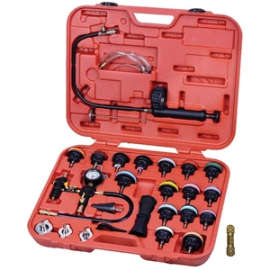 43664 FJC Inc. 28 Piece Deluxe Radiator Cap Pressure Test Kit with Air Lift