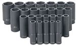 1326MD Grey Pneumatic 26 Pc. 1/2” Dr. Metric Deep Length Impact Socket Set