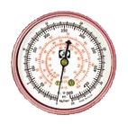 29385 JB Industries R-12 / R-22 / R-502 Red Pressure Gauge - kg / cm2 - 2-1/2" (63 mm)