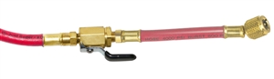 CLV-48R JB Industries 1/4" x 48" Red Enviro-Safe Charging Hose with Ball Valve Whip End