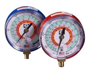 M2-830 JB Industries Low Side Illuminating Face Blue R-22 / R-410A / R-407C Compound Gauge - 3-1/8"