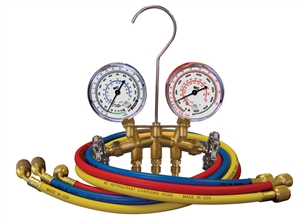 33661 Mastercool 2-Way Brass Manifold Gauge Set R12 R22 R502 60? Standard Hoses 2 1/2?