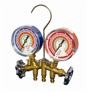 59136 Mastercool 2-Way Brass Manifold Gauge Set R410A 36" (92cm) Hoses W/Std 1/4" Fittings 3 1/8"