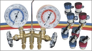 83461 Mastercool 2-Way Brass Manifold Gauge Set R134A 60" Hoses W/E-Z Snap Couplers 2 1/2"