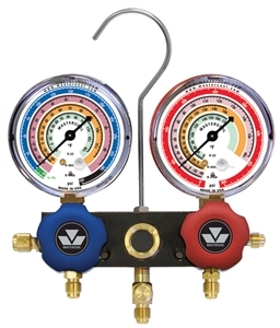 92661 Mastercool 2-Way Aluminum Manifold Gauge Set R12 R22 R502 60" Manual Ball Valve Hoses 2-1/2"