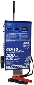 US20 Associated 40/10/200 Amp 6/12 Volt Manual Automotive Battery Charger W/ Start (Remanufactured)