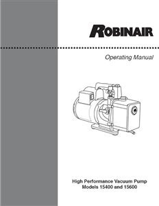 110973 Robinair Operating Manual For 15400 15600 Vacuum Pump