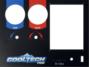 123998 Robinair Faceplate Overlay 347002K Post 10000 Serial Number, Affixed to the control panel sheet metal. Used to identify gauges, displays, and controls.