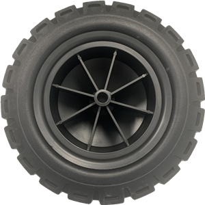 Robinair 10" Heavy Duty Pneumatic wheel for Sidewinder style Cart units. Deep tread design for no slip traction even on wet or oily floors. A tubeless design with long air stems provide easy inflation and long life.