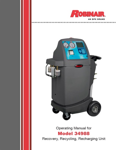 554228 Robinair Operating Manual for 34988 Recovery, Recycling