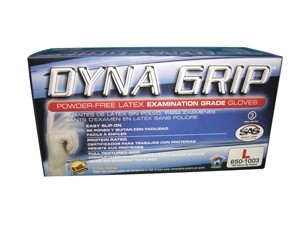 650-1002 SAS Safety Dyna Grip Pf Latex Gloves - Box Of 100, Medium