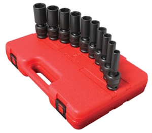 2659 Sunex Tools 10 Pc. 6-Point Deep Universal Fractional Impact Socket Set