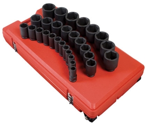 4695 Sunex Tools 3/4” Drive Deep 29pc SAE Impact Socket Set With Rolling Heavy-Duty Blow Molded Case