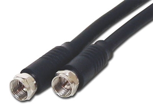 F6-12B TPI 12 Foot Black F Male To F Male Coax Cable