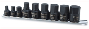 16140 Titan 9pc Stubby SAE Hex Bit Socket Set