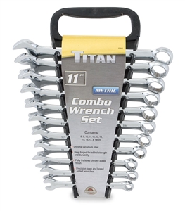 17312 Titan 11pc. Polished Metric Combo Wrench Set
